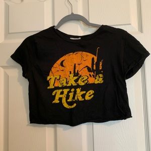 Charlotte Russe – “Take a Hike” Black Cropped Graphic T-shirt - Size S